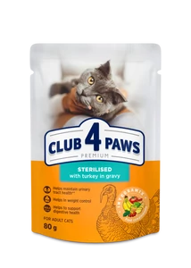 CLUB 4 PAWS Premium Sterilizált Macskáknak Pulyka Szószban Nedves Macskaeledel 80 g