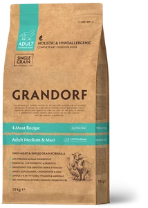 GRANDORF 4 Meat and Brown Rice Adult Medium and Maxi 10 Kg száraz kutyatáp