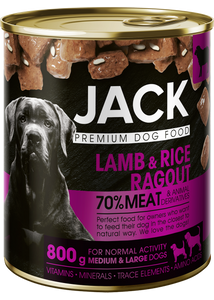 Jack kutya konzerv ragu bárány-rizs 800g