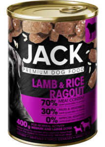Jack kutya konzerv ragu bárány-rizs 400g