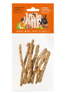 Little One Yummy ágacskák paszternákkal és sütőtökkel. Rágcsálnivaló minden kisemlős számára, 35 g