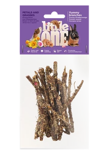 Little One Yummy ágacskák szirmokkal és fűszernövényekkel. Snack minden kisemlős számára, 35 g