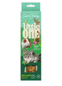 Little One „Green Valley” Teljesen ehető gabonamentes rúd kisemlősöknek gyógynövényekkel és virágokkal, 1х160 g