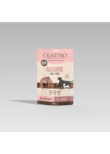 QUATTRO Meat Jerky Jutalomfalat Felnőtt Kutyáknak - Lazacprotein Szelet 130 g