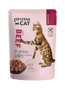 PrimaCat Classics alutasakos macskaeledel Marha szószban 85 g
