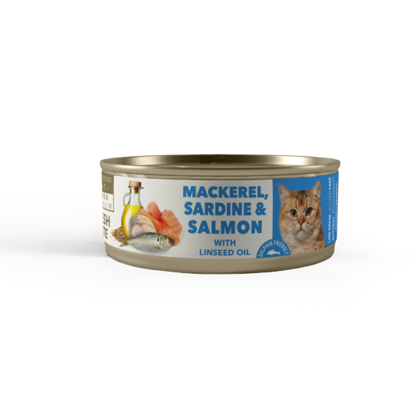 Amity Hypoallergen Mackerel, Salmon Sardine with Flaxseed Oil adult 80 g nedves macskatáp