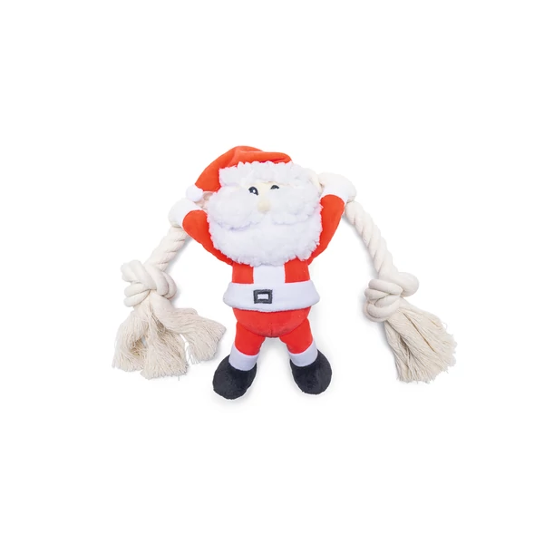BZ Karácsony Plüss Kutyajáték Télapó Kötéllel 20 cm