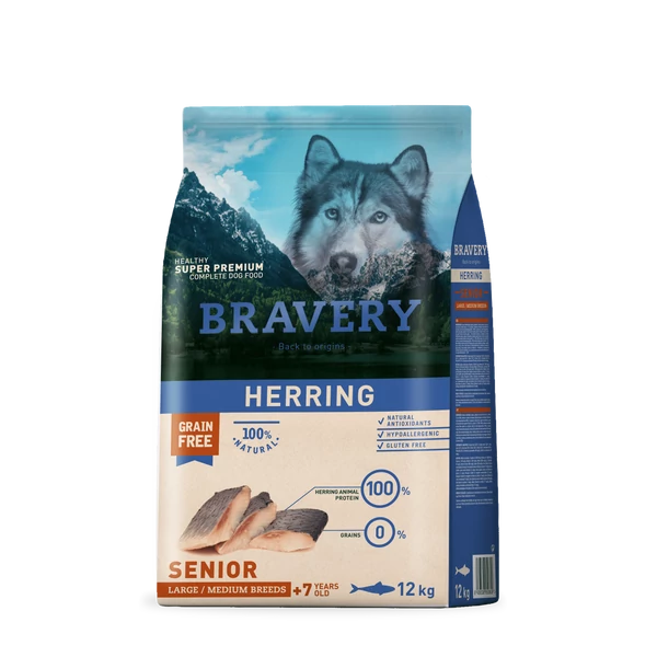 Bravery Senior Herring Large/Medium Breeds 12kg kutyatáp