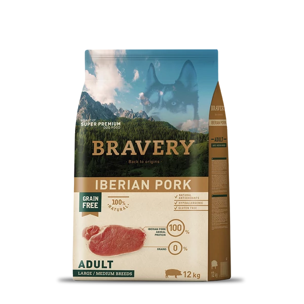 Bravery Iberian Pork Adult Large/Medium Breeds 12 kg kutyatáp