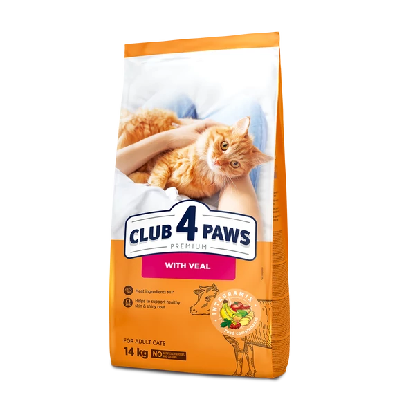 CLUB 4 PAWS Premium Borjúhússal Száraz Macskaeledel 14 kg