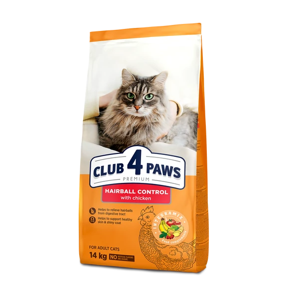 CLUB 4 PAWS Premium Szőrlabda-kontroll Száraz Macskaeledel 14 kg