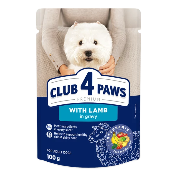 CLUB 4 PAWS Premium Bárány Szószban Nedves Kutyaeledel 100 g