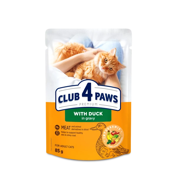 CLUB 4 PAWS Premium Kacsa Szószban Nedves Macskaeledel 85 g