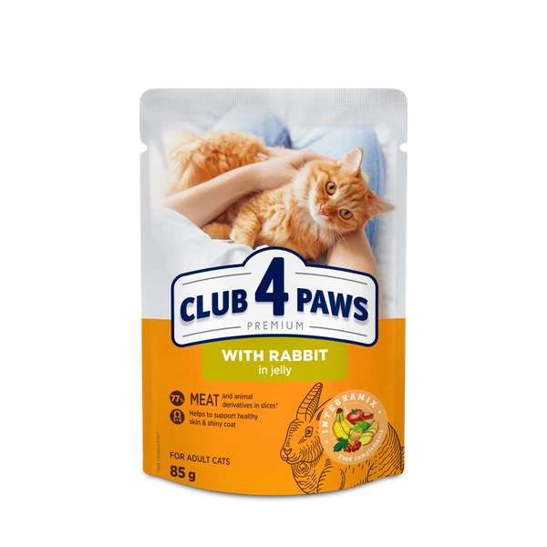 CLUB 4 PAWS Premium Nyúl Zselében Nedves Macskaeledel 85 g