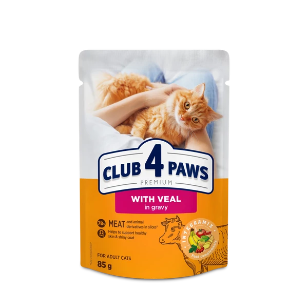 CLUB 4 PAWS Premium Borjú Szószban Nedves Macskaeledel 85 g