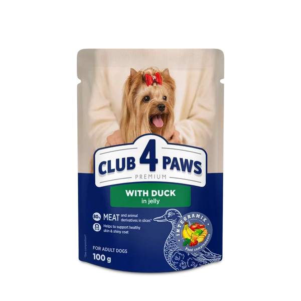 CLUB 4 PAWS Premium Kacsa Zselében Nedves Kutyaeledel Mini és Kistestű Kutyáknak 100 g