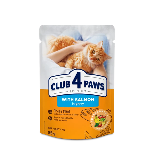 CLUB 4 PAWS Premium Lazac Szószban Nedves Macskaeledel 85 g