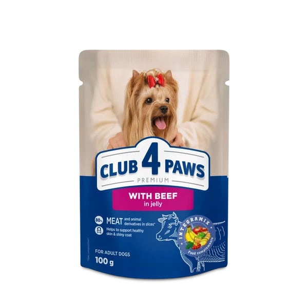 CLUB 4 PAWS Premium Marha Zselében Nedves Kutyaeledel 100 g