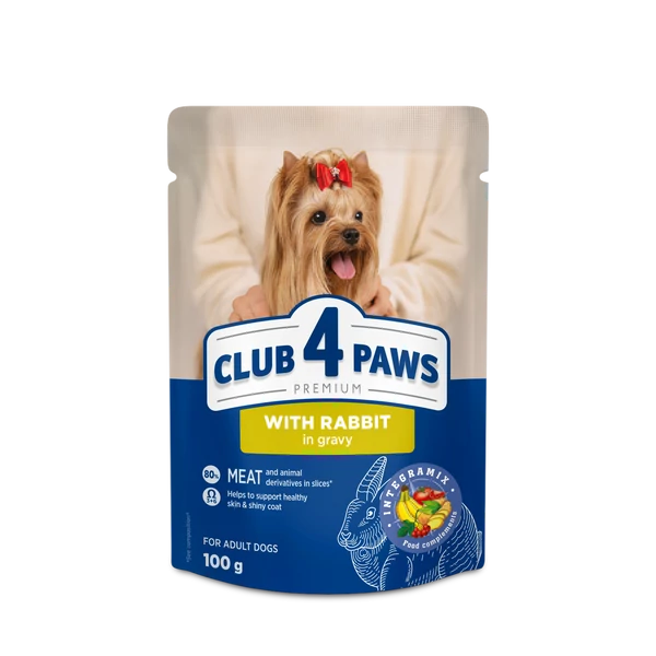 CLUB 4 PAWS Premium Nyúl Szószban Nedves Kutyaeledel 100 g