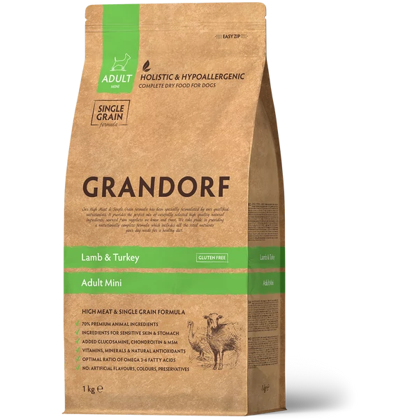 GRANDORF Lamb and Brown Rice Adult Mini 1 Kg száraz kutyatáp