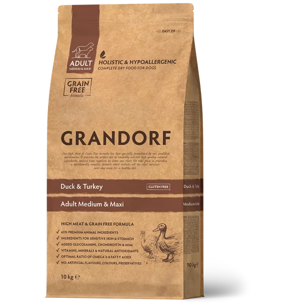 GRANDORF Duck and Sweet Potato Adult Medium and Maxi 10 Kg száraz kutyatáp