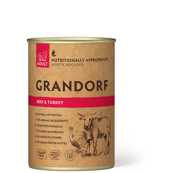 GRANDORF Beef and Sweet Potato Adult 400g konzerv kutyatáp
