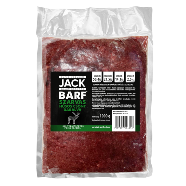 Jack BARF Csontos szarvashús darálva 1000g