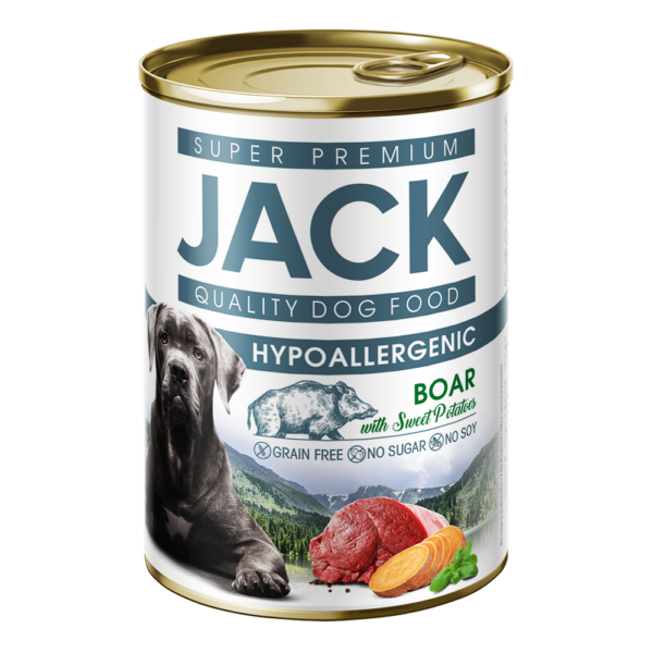Jack hipoallergén pástétom 400 g vadhús édesburgonyával kutya konzerv