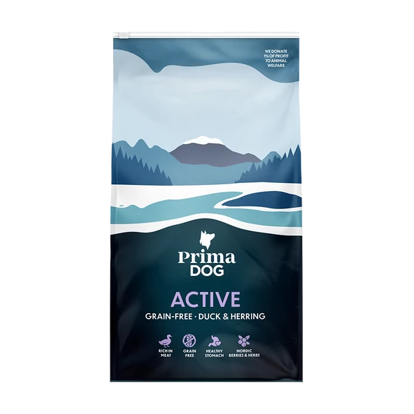 PrimaDog Active Grain Free Adult All Breeds Duck Herring száraz kutyatáp 10kg