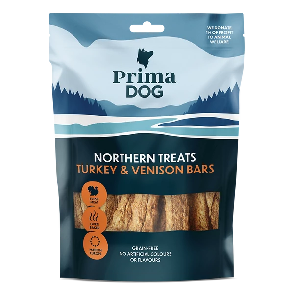 PrimaDog kutya jutalomfalat pulyka szarvas 80g