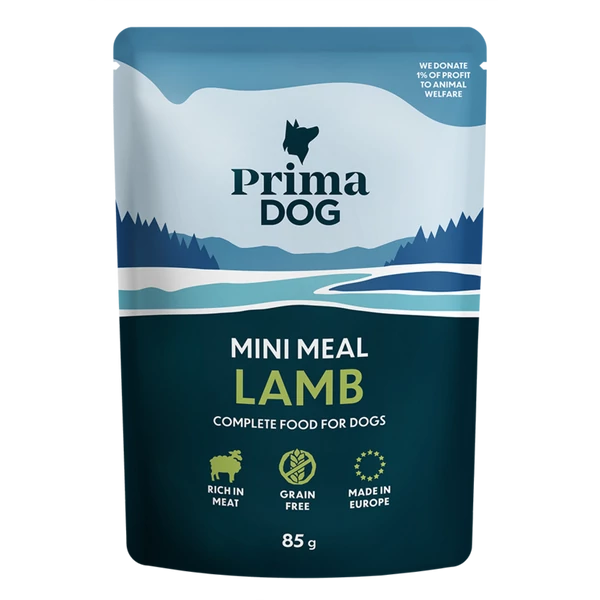 PrimaDog Mini Meal Bárány szószban Alutasakos nedves kutyatáp 85 g