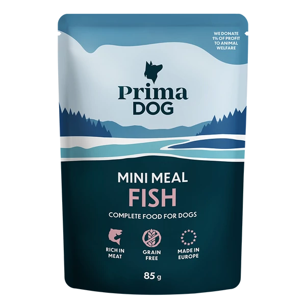 PrimaDog Mini Meal Hal szószban Alutasakos nedves kutyatáp 85 g