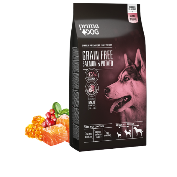 PrimaDog Grain Free Adult All Breeds Salmon Potato száraz kutyatáp 1,5 kg