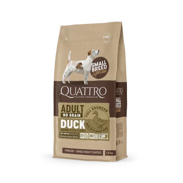 QUATTRO Hypoallergenic SMALL BREED ADULT DUCK kutyatáp 1,5kg