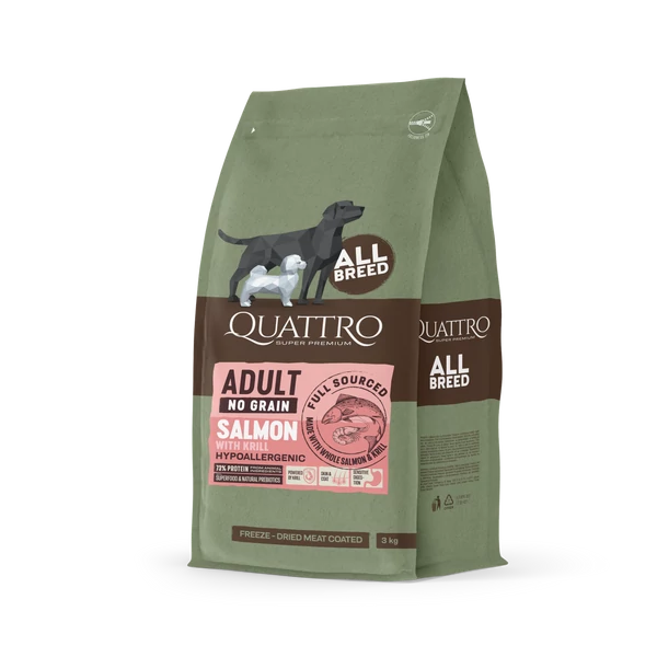 QUATTRO Hypoallergenic ADULT SALMON-KRILL kutyatáp 3kg