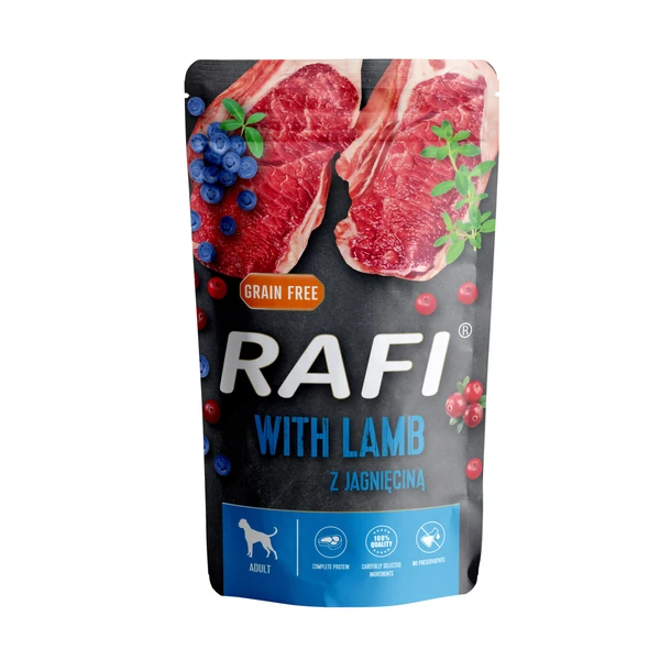 RAFI kutya pástétom bárány, vörös- és kék áfonya tasak 500g