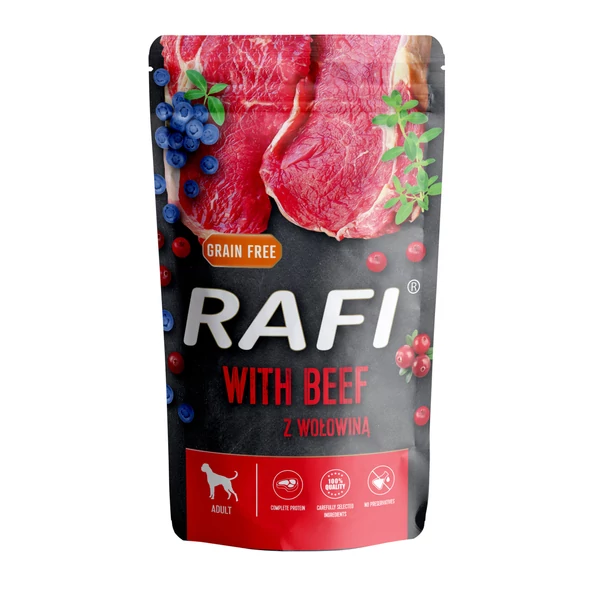 RAFI kutya pástétom marha, vörös és kék áfonyával tasak 500g