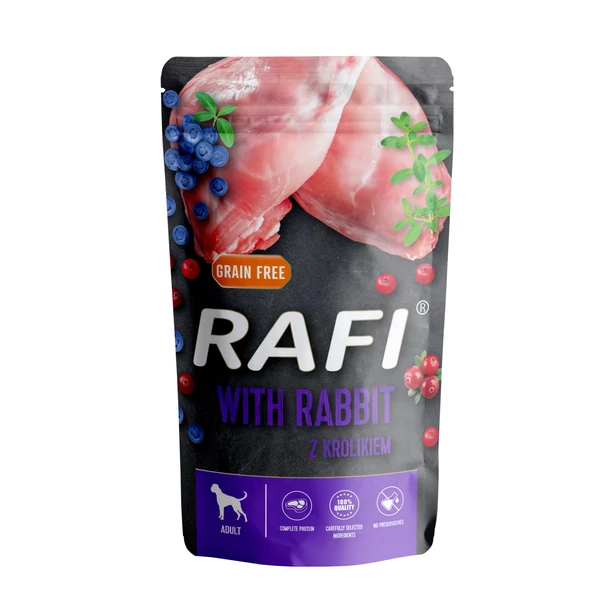 RAFI kutya pástétom nyúl, vörös- és kékáfonya tasak 500g