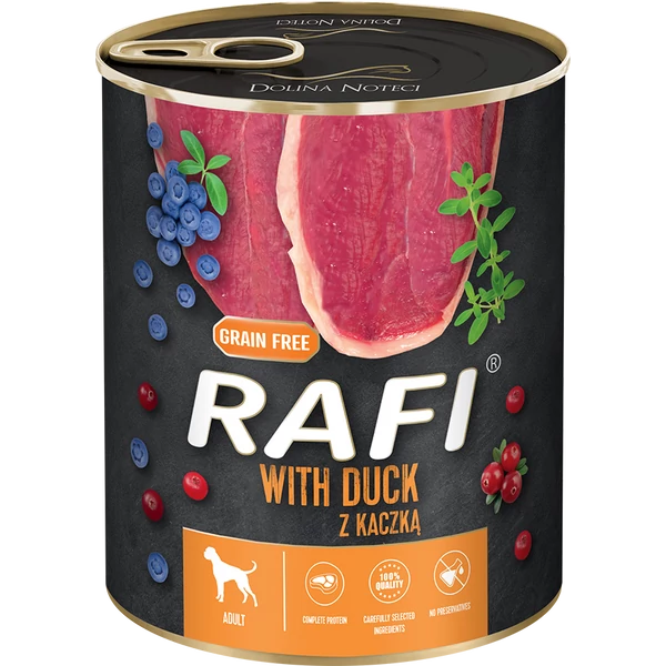 RAFI kutya pástétom kacsa vörös- és kék áfonyával konzerv 800g