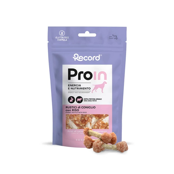 RECORD ProIn Jutalomfalat Kutyáknak Rustici Nyúl és Rízs 75 g 