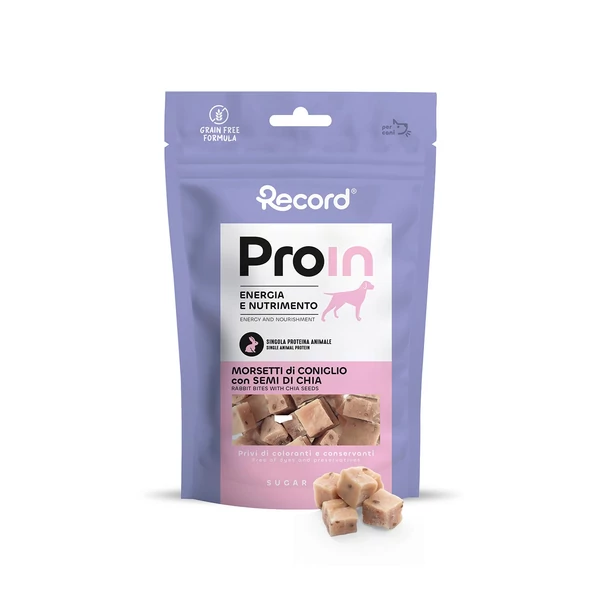 RECORD ProIn Jutalomfalat Kutyáknak Morsetti Nyúl és Chia Mag 75 g 