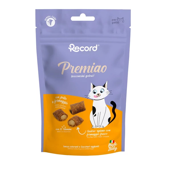 RECORD Töltött Jutalomfalat Macskáknak Sajtos 50 g
