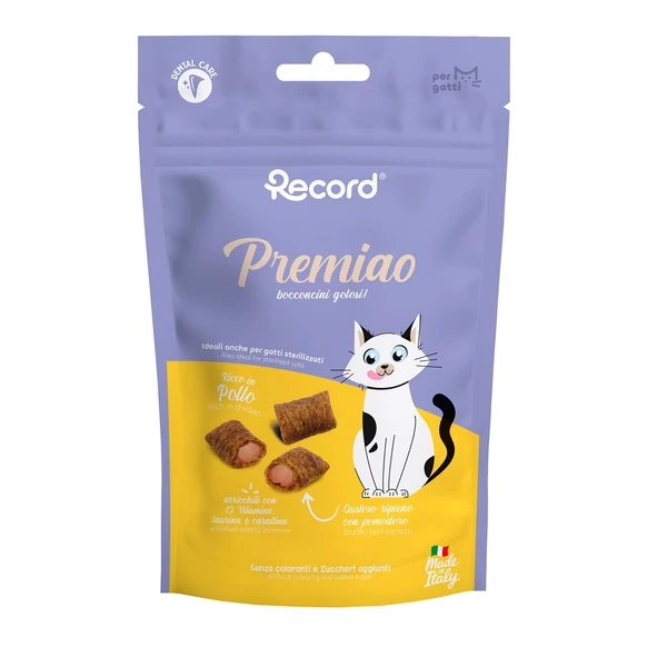 RECORD Töltött Jutalomfalat Ivartalanított Macskáknak Csirkés 50 g