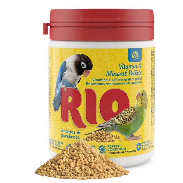 RIO Vitamin és Ásványianyag Pellet Hullámos és Nagypapagájnak 120 g