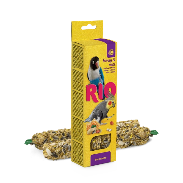 RIO Dupla Rúd Kiegészítő madáreleség mézzel és mogyoróval nagy papagájoknak 2x75 g