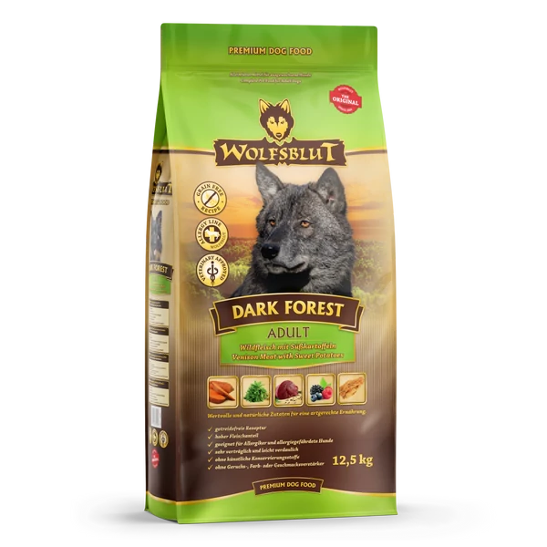 Wolfsblut Dark Forest Adult Vadhús Édesburgonyával száraz kutyatáp 12,5 kg