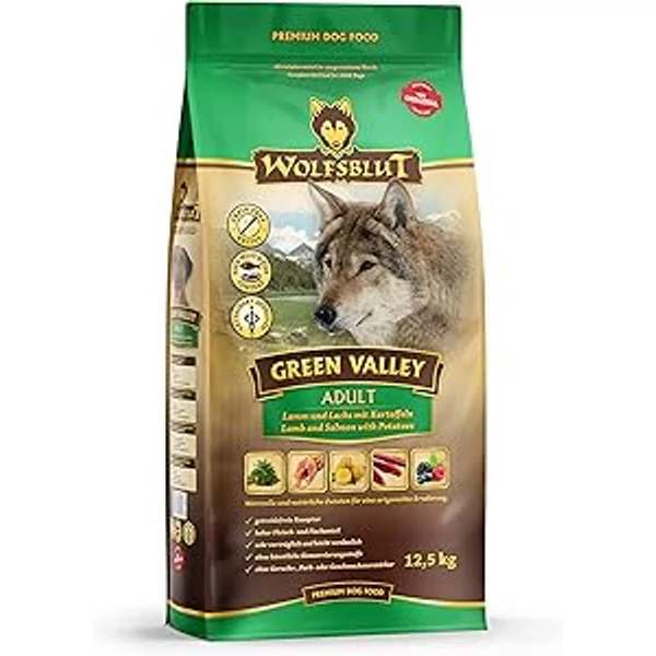Wolfsblut Green Valley Adult Bárány Lazac Burgonyával száraz kutyatáp 12,5 kg