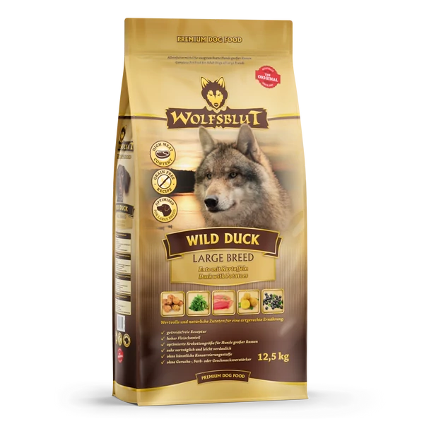 Wolfsblut Wild Duck Large Breed Kacsa burgonyával száraz kutyatáp 12,5 kg