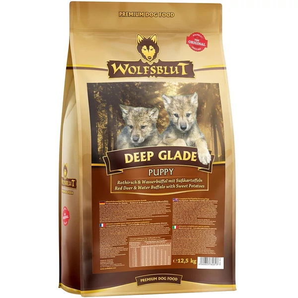 Wolfsblut Deep Glade Puppy Gímszarvas Vízibivallyal Édesburgonyával száraz kutyatáp 12,5 kg