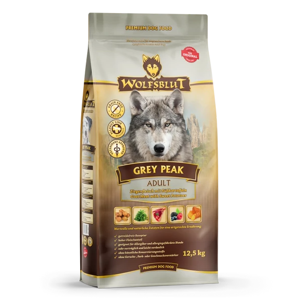 Wolfsblut Grey Peak Adult Kecske Édesburgonyával száraz kutyatáp 12,5 kg
